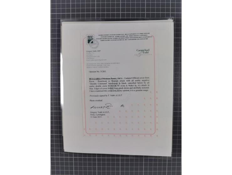 BULGARIA: 1845/76 (ca.), almost 120 covers, letters and postal forms with a variety of postal and official seal cancels, incl