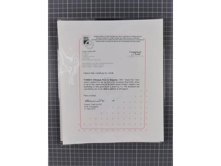 BULGARIA: 1845/76 (ca.), almost 120 covers, letters and postal forms with a variety of postal and official seal cancels, incl