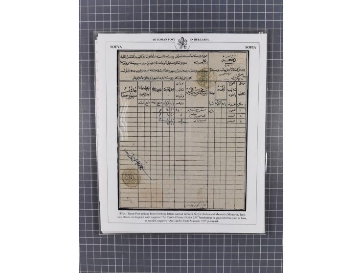 BULGARIA: 1845/76 (ca.), almost 120 covers, letters and postal forms with a variety of postal and official seal cancels, incl