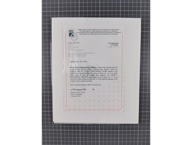 BULGARIA: 1845/76 (ca.), almost 120 covers, letters and postal forms with a variety of postal and official seal cancels, incl