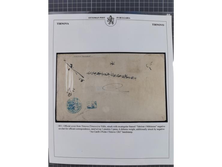 BULGARIA: 1845/76 (ca.), almost 120 covers, letters and postal forms with a variety of postal and official seal cancels, incl