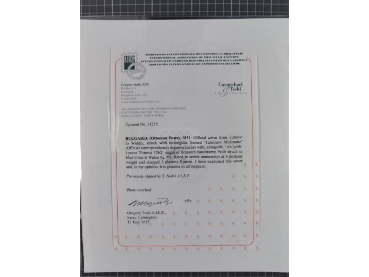 BULGARIA: 1845/76 (ca.), almost 120 covers, letters and postal forms with a variety of postal and official seal cancels, incl