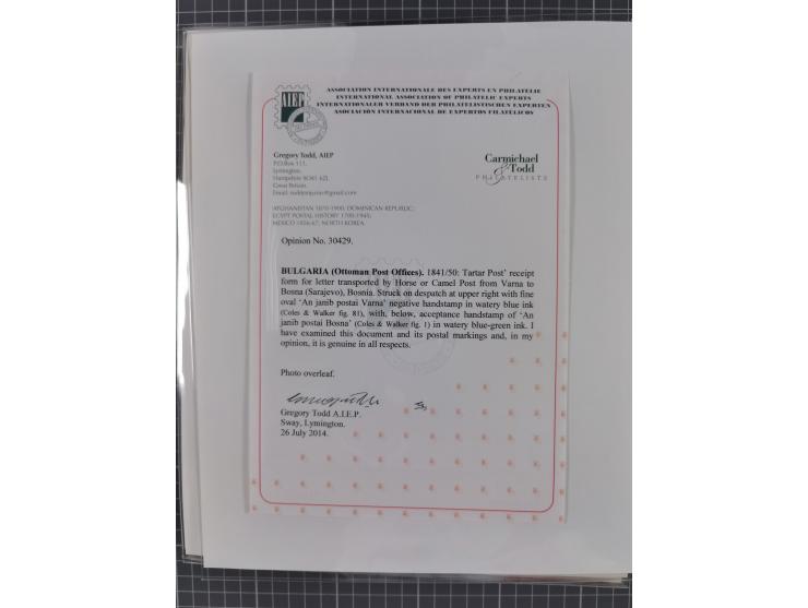 BULGARIA: 1845/76 (ca.), almost 120 covers, letters and postal forms with a variety of postal and official seal cancels, incl