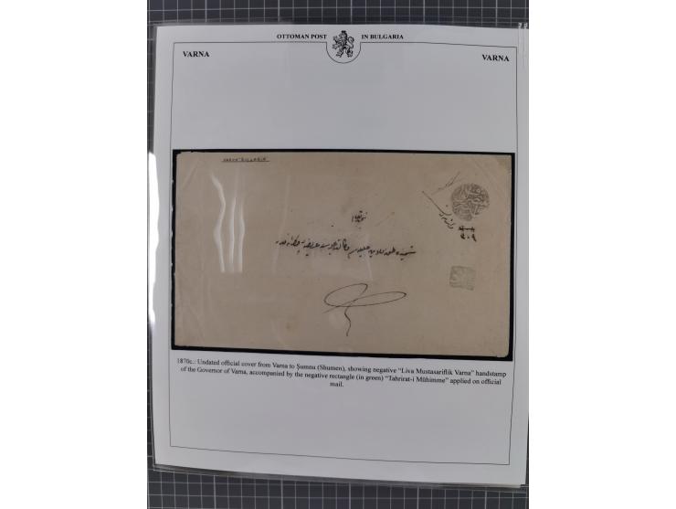 BULGARIA: 1845/76 (ca.), almost 120 covers, letters and postal forms with a variety of postal and official seal cancels, incl