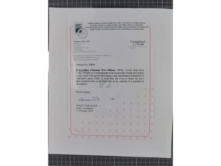 BULGARIA: 1845/76 (ca.), almost 120 covers, letters and postal forms with a variety of postal and official seal cancels, incl