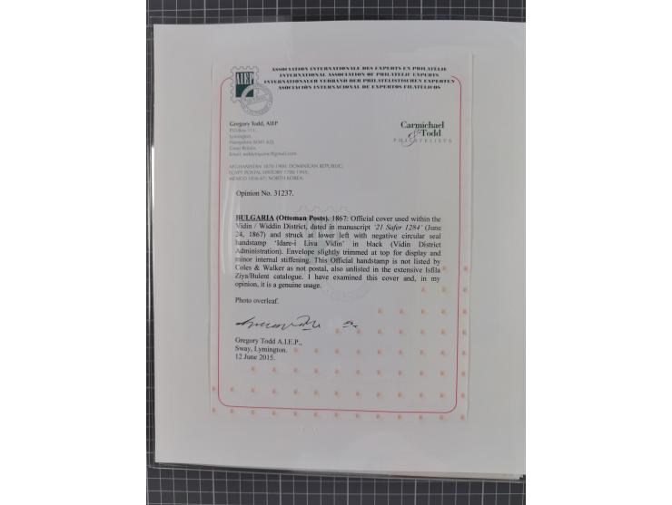 BULGARIA: 1845/76 (ca.), almost 120 covers, letters and postal forms with a variety of postal and official seal cancels, incl