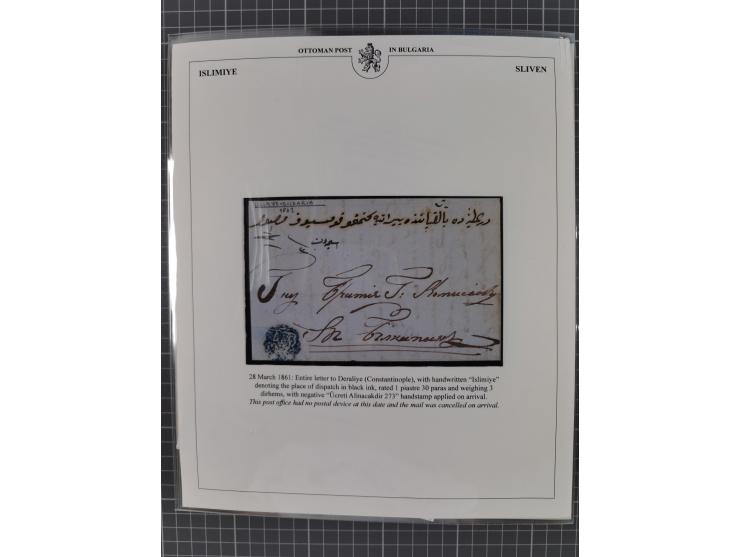 BULGARIA: 1845/76 (ca.), almost 120 covers, letters and postal forms with a variety of postal and official seal cancels, incl