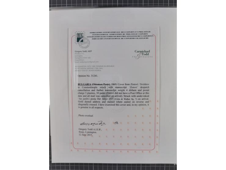 BULGARIA: 1845/76 (ca.), almost 120 covers, letters and postal forms with a variety of postal and official seal cancels, incl