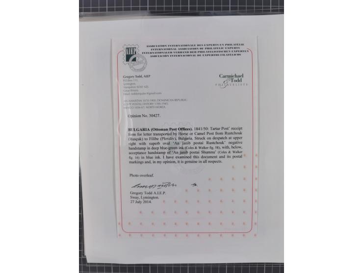 BULGARIA: 1845/76 (ca.), almost 120 covers, letters and postal forms with a variety of postal and official seal cancels, incl