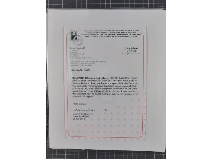 BULGARIA: 1845/76 (ca.), almost 120 covers, letters and postal forms with a variety of postal and official seal cancels, incl