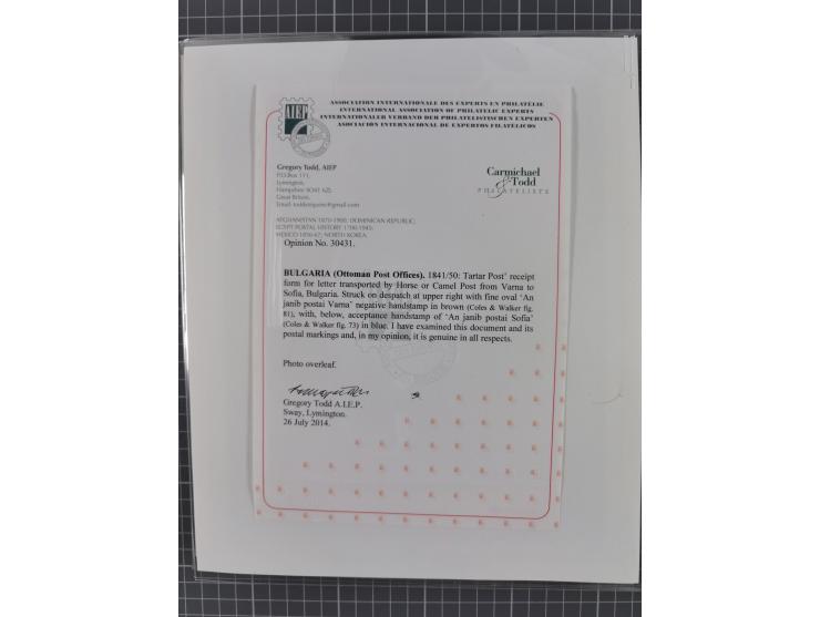 BULGARIA: 1845/76 (ca.), almost 120 covers, letters and postal forms with a variety of postal and official seal cancels, incl