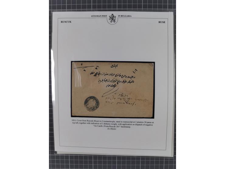 BULGARIA: 1845/76 (ca.), almost 120 covers, letters and postal forms with a variety of postal and official seal cancels, incl