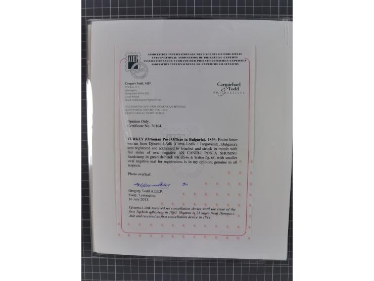 BULGARIA: 1845/76 (ca.), almost 120 covers, letters and postal forms with a variety of postal and official seal cancels, incl