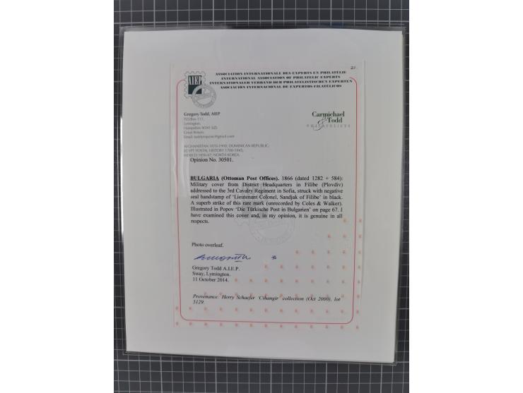 BULGARIA: 1845/76 (ca.), almost 120 covers, letters and postal forms with a variety of postal and official seal cancels, incl