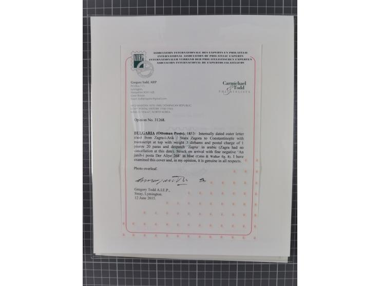 BULGARIA: 1845/76 (ca.), almost 120 covers, letters and postal forms with a variety of postal and official seal cancels, incl