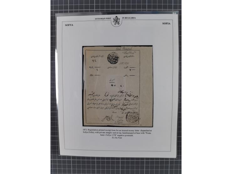 BULGARIA: 1845/76 (ca.), almost 120 covers, letters and postal forms with a variety of postal and official seal cancels, incl