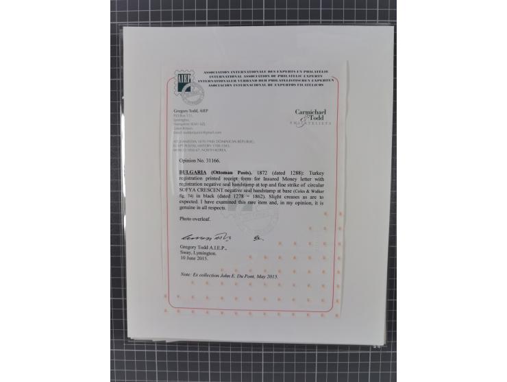 BULGARIA: 1845/76 (ca.), almost 120 covers, letters and postal forms with a variety of postal and official seal cancels, incl