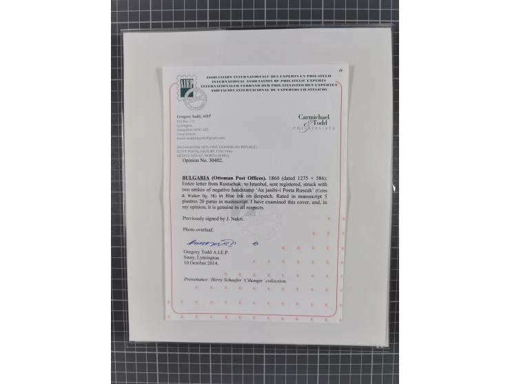 BULGARIA: 1845/76 (ca.), almost 120 covers, letters and postal forms with a variety of postal and official seal cancels, incl