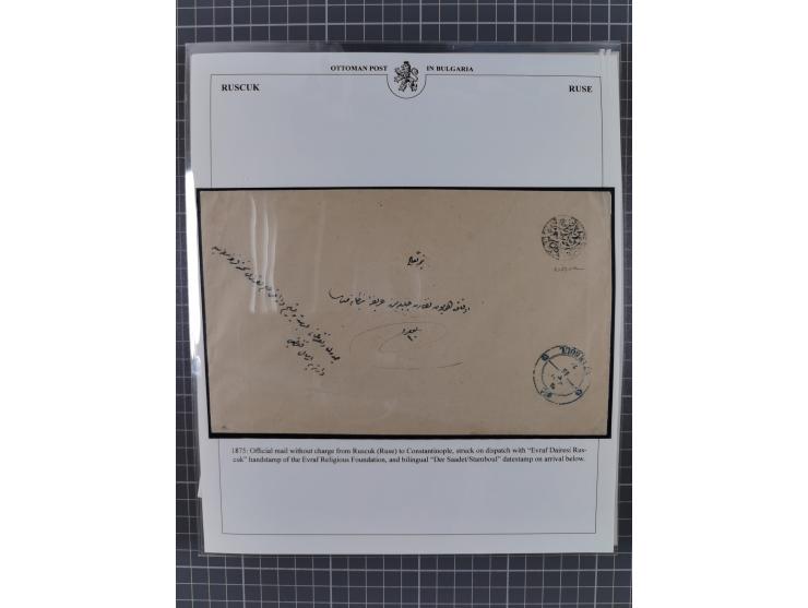 BULGARIA: 1845/76 (ca.), almost 120 covers, letters and postal forms with a variety of postal and official seal cancels, incl