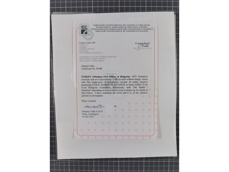 BULGARIA: 1845/76 (ca.), almost 120 covers, letters and postal forms with a variety of postal and official seal cancels, incl