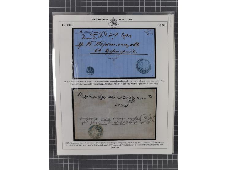 BULGARIA: 1845/76 (ca.), almost 120 covers, letters and postal forms with a variety of postal and official seal cancels, incl