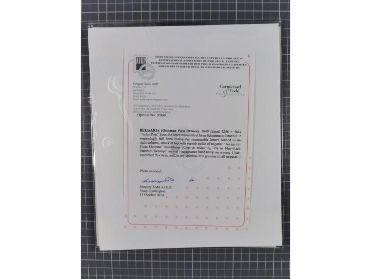 BULGARIA: 1845/76 (ca.), almost 120 covers, letters and postal forms with a variety of postal and official seal cancels, incl