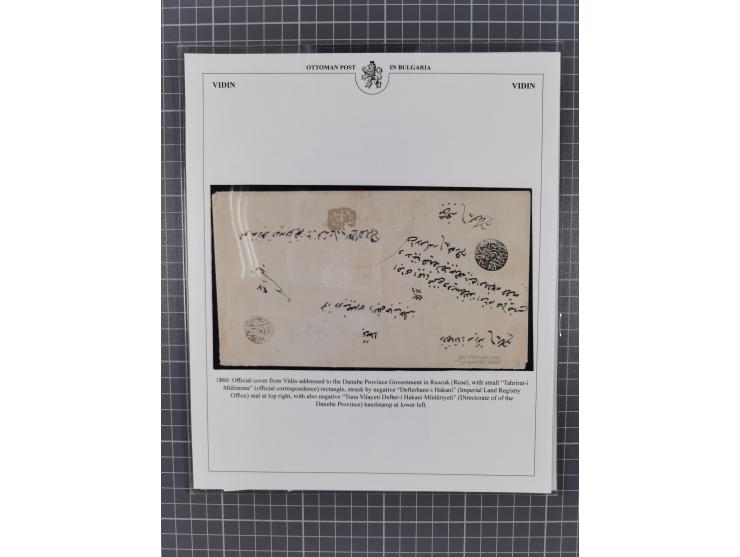 BULGARIA: 1845/76 (ca.), almost 120 covers, letters and postal forms with a variety of postal and official seal cancels, incl