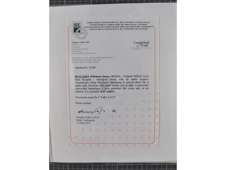 BULGARIA: 1845/76 (ca.), almost 120 covers, letters and postal forms with a variety of postal and official seal cancels, incl