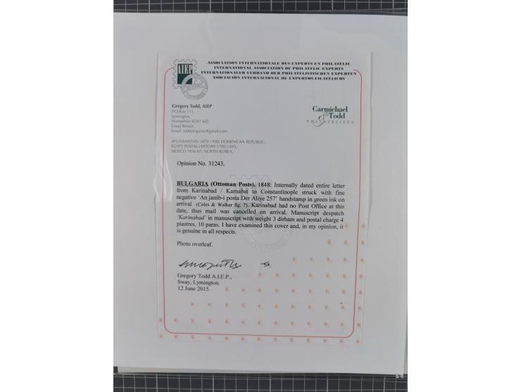 BULGARIA: 1845/76 (ca.), almost 120 covers, letters and postal forms with a variety of postal and official seal cancels, incl