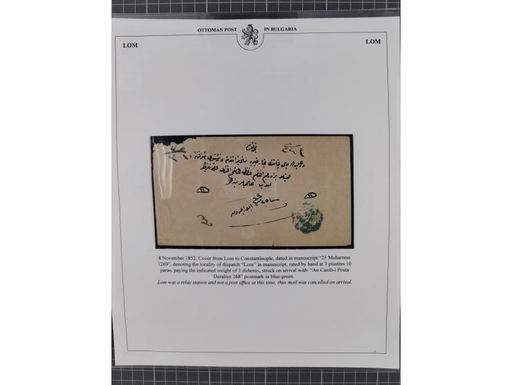 BULGARIA: 1845/76 (ca.), almost 120 covers, letters and postal forms with a variety of postal and official seal cancels, incl