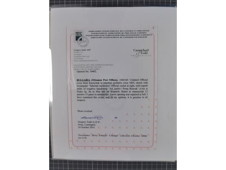 BULGARIA: 1845/76 (ca.), almost 120 covers, letters and postal forms with a variety of postal and official seal cancels, incl