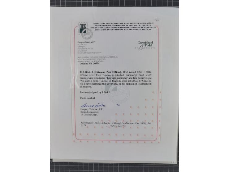 BULGARIA: 1845/76 (ca.), almost 120 covers, letters and postal forms with a variety of postal and official seal cancels, incl