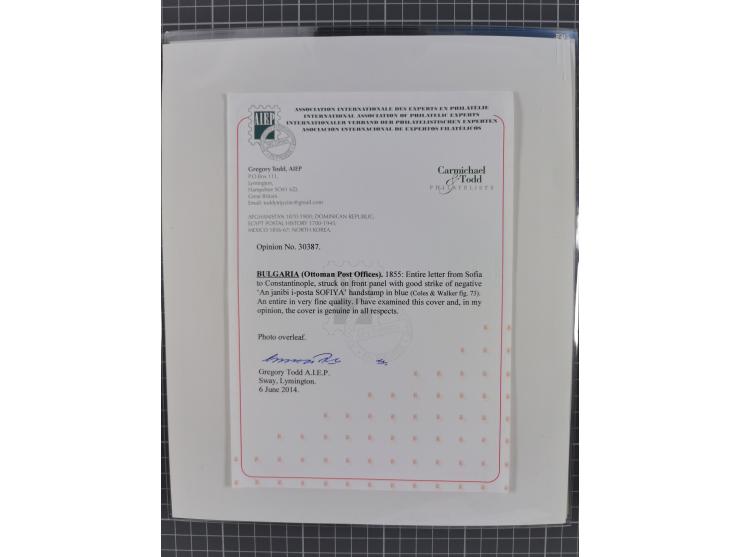 BULGARIA: 1845/76 (ca.), almost 120 covers, letters and postal forms with a variety of postal and official seal cancels, incl