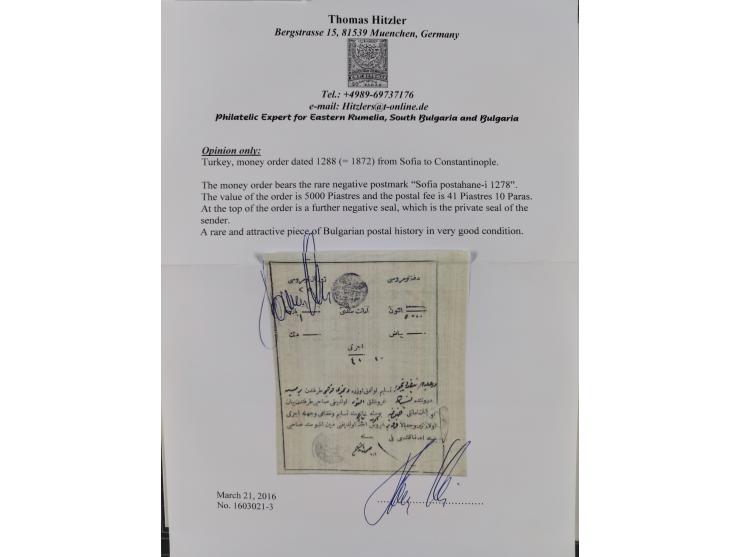 BULGARIA: 1845/76 (ca.), almost 120 covers, letters and postal forms with a variety of postal and official seal cancels, incl