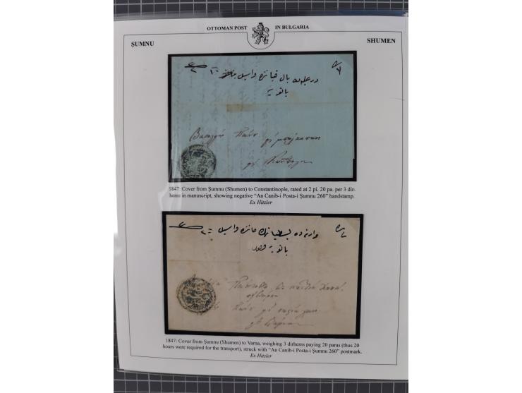 BULGARIA: 1845/76 (ca.), almost 120 covers, letters and postal forms with a variety of postal and official seal cancels, incl
