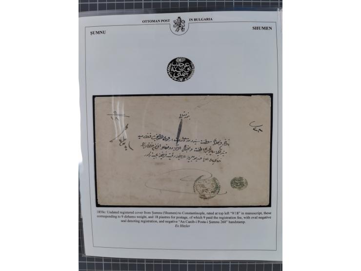 BULGARIA: 1845/76 (ca.), almost 120 covers, letters and postal forms with a variety of postal and official seal cancels, incl