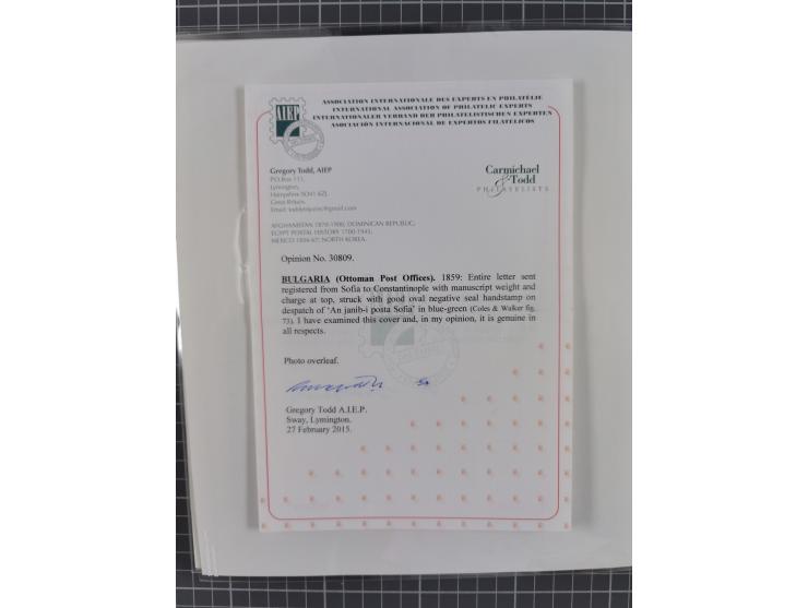 BULGARIA: 1845/76 (ca.), almost 120 covers, letters and postal forms with a variety of postal and official seal cancels, incl