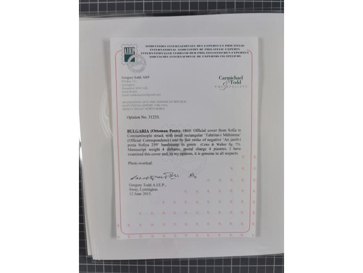 BULGARIA: 1845/76 (ca.), almost 120 covers, letters and postal forms with a variety of postal and official seal cancels, incl