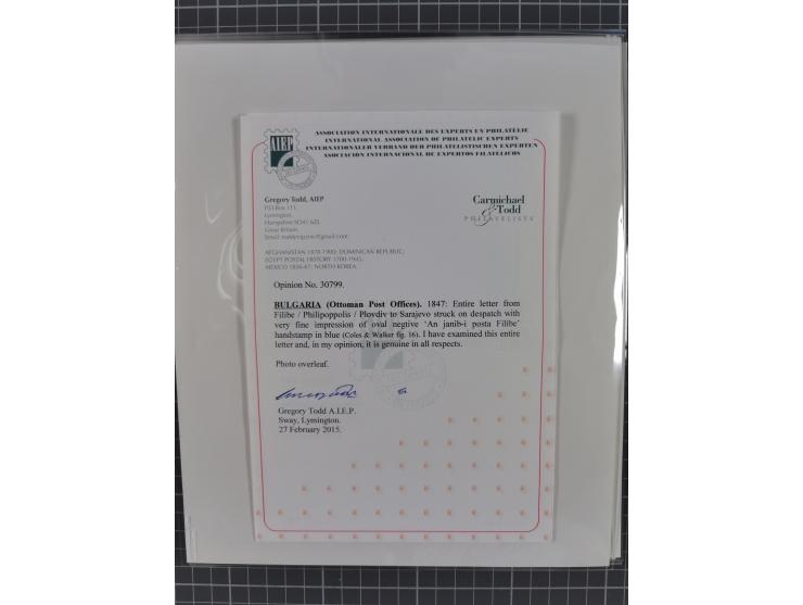 BULGARIA: 1845/76 (ca.), almost 120 covers, letters and postal forms with a variety of postal and official seal cancels, incl