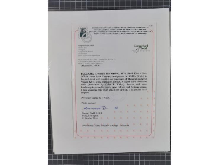 BULGARIA: 1845/76 (ca.), almost 120 covers, letters and postal forms with a variety of postal and official seal cancels, incl