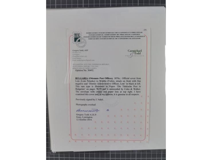 BULGARIA: 1845/76 (ca.), almost 120 covers, letters and postal forms with a variety of postal and official seal cancels, incl