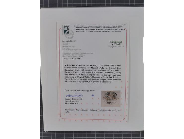 BULGARIA: 1845/76 (ca.), almost 120 covers, letters and postal forms with a variety of postal and official seal cancels, incl