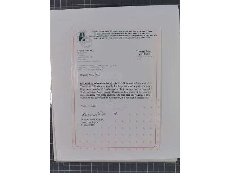 BULGARIA: 1845/76 (ca.), almost 120 covers, letters and postal forms with a variety of postal and official seal cancels, incl