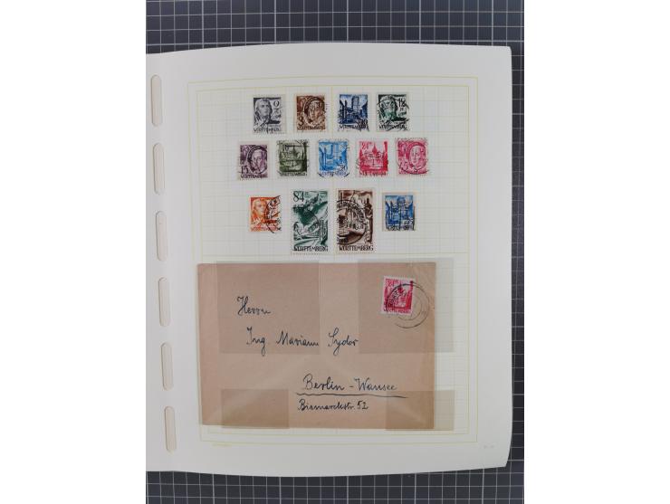 1945/49 (ca), postfrische/ungebrauchte und gestempelte Sammlung mit Belegen, Einheiten, Dubletten und weiteren Besonderheiten