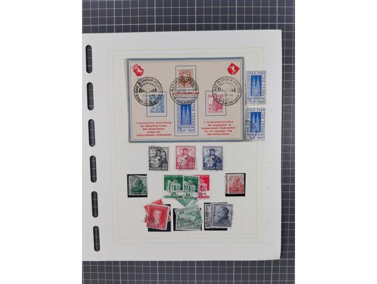1945/49 (ca), postfrische/ungebrauchte und gestempelte Sammlung mit Belegen, Einheiten, Dubletten und weiteren Besonderheiten