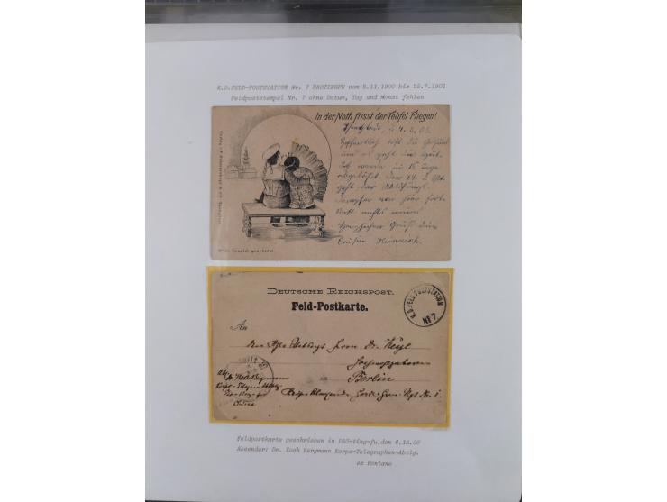 1900/05 (ca.), umfangreiche Sammlung “Feldpost” mit ca. 90 Briefen und Karten sowie schönen Briefstücken und wenigen losen Ma