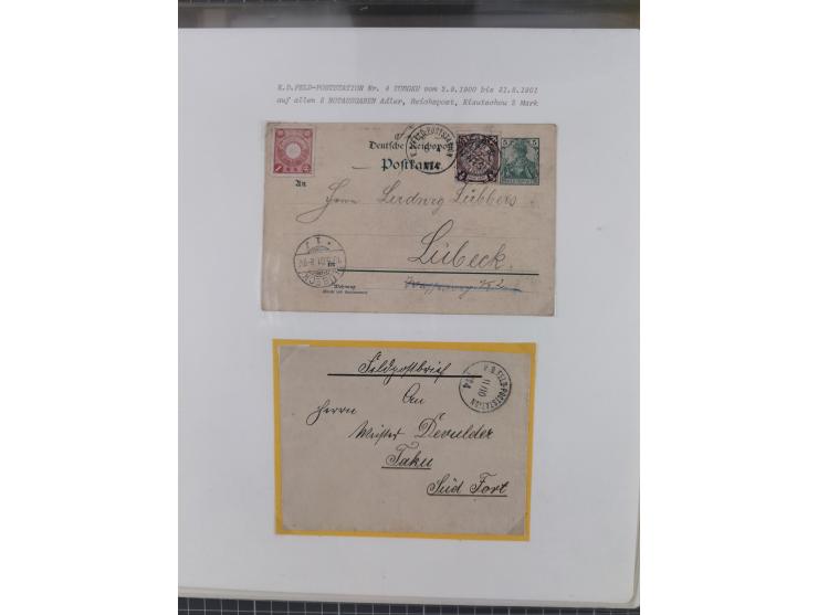 1900/05 (ca.), umfangreiche Sammlung “Feldpost” mit ca. 90 Briefen und Karten sowie schönen Briefstücken und wenigen losen Ma