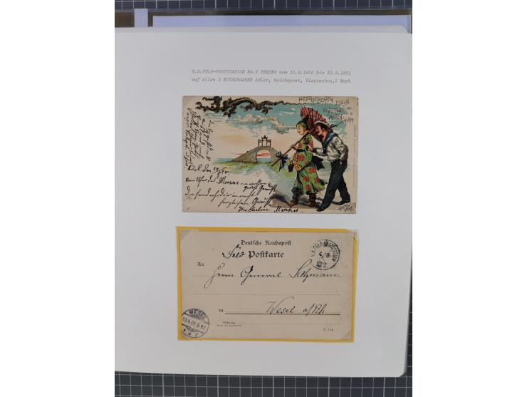 1900/05 (ca.), umfangreiche Sammlung “Feldpost” mit ca. 90 Briefen und Karten sowie schönen Briefstücken und wenigen losen Ma