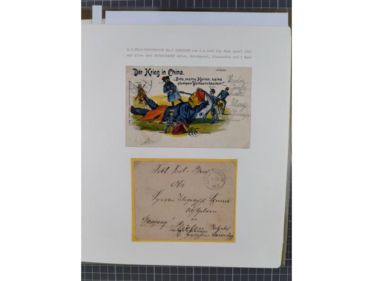 1900/05 (ca.), umfangreiche Sammlung “Feldpost” mit ca. 90 Briefen und Karten sowie schönen Briefstücken und wenigen losen Ma