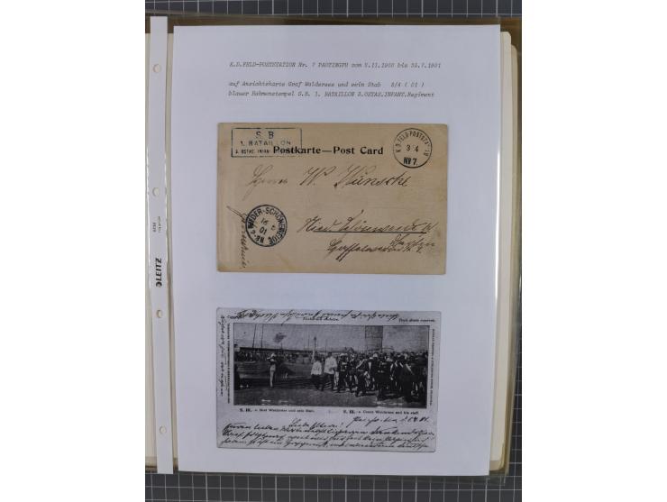 1900/05 (ca.), umfangreiche Sammlung “Feldpost” mit ca. 90 Briefen und Karten sowie schönen Briefstücken und wenigen losen Ma